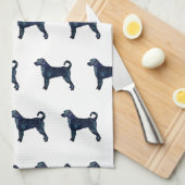 Labradoodle Hondenras Silhouette Black Waterverf Theedoek (Quarter Fold)