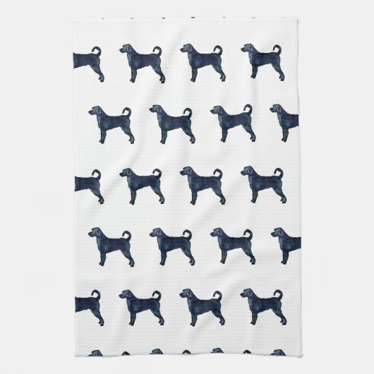 Labradoodle Hondenras Silhouette Black Waterverf Theedoek (Verticaal)