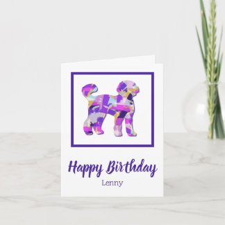 Labradoodle Hondensilhouet Paarse PY&B Verjaardag Kaart