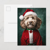 Labradoodle in feestelijke kerstkleding feestdagenkaart (Voorkant / Achterkant)