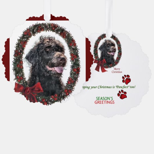Labradoodle kerstcadeaus ornament kaart (Voorkant / Achterkant)