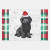 Labradoodle Kersthond Rood en Groen Plakken Inpakpapier Vel (Voorkant)