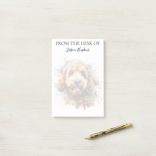 Labradoodle Lover Monogrammed Dog Post-it® Notes (Op bureau)