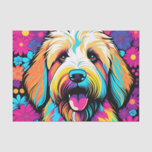 Labradoodle Pop kunsthond met bloemen Tissuepapier