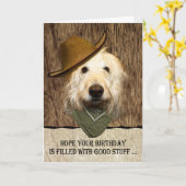 Labradoodle porter Cowboy Casquette drôle carte d' (Fleur jaune)