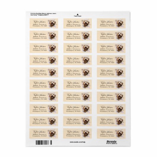 Labradoodle Return Address Label (Full Sheet)