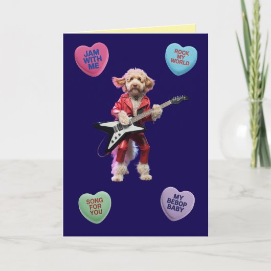 Labradoodle Rocker Valentijnkaart Feestdagen Kaart (Voorkant)