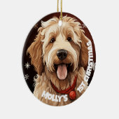 Labradoodle’s eerste Kerstmis Keramisch Ornament (Rechts)