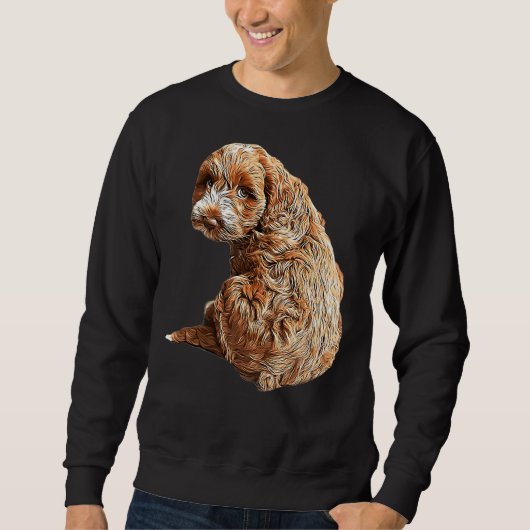 Labradoodle Schattige Puppy Hondenogen Trui (Voorkant)