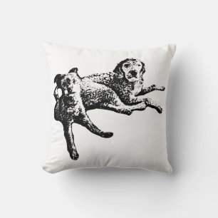 Labradoodle & Terrier Duet Inkt Kunst Kussen