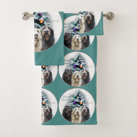 Labradoodle Trio Kerstmis Bad Handdoek (Insitu)
