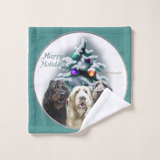 Labradoodle Trio Kerstmis Bad Handdoek (Wasdoekje)
