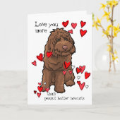 Labradoodle Valentijn houdt van u meer dan Koekjes Kaart (Gele Bloem)