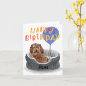 Labradoodle Wenskaart Gepersonaliseerd Kaart (Gele Bloem)