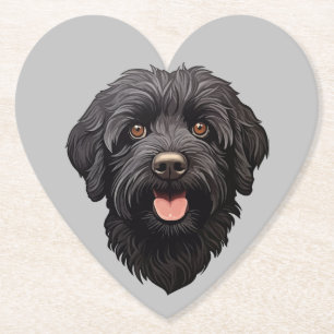 Labradoodle Zwarte Hond Kartonnen Onderzetters