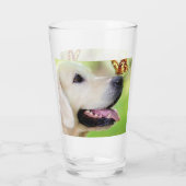 Labrador And Butterfly Throw Pillow Glas (Achterkant)