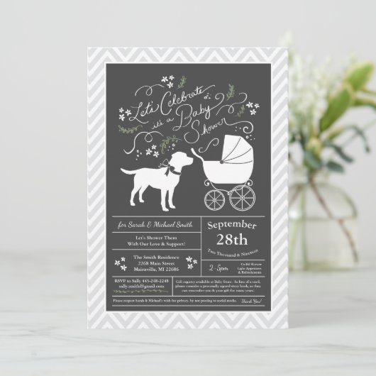 Labrador Baby Shower Geslacht Neutraal Lab Kaart (Staand voorkant)