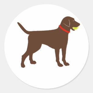 Labrador Ball Fetch, Chocolade Lab Play Ronde Sticker