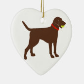 labrador ball fetch, chocoladelab play keramisch ornament (Rechts)