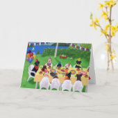Labrador Birthday Party Painting Kaart (Gele Bloem)
