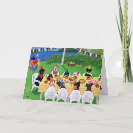 Labrador Birthday Party Painting Kaart (Voorkant)