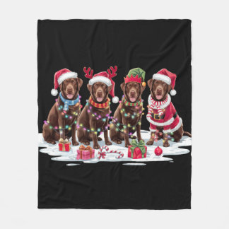 Labrador chocolade Santa hat gewei elf Kerstmis Fleece Deken