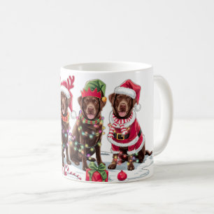 Labrador chocolade Santa hat gewei elf Kerstmis Koffiemok