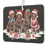 Labrador chocolade Santa hat gewei elf Kerstmis Luchtverfrisser (Links)