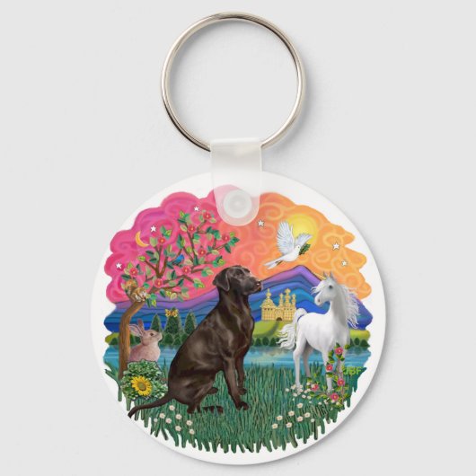 Labrador (chocolade) sleutelhanger (Voorkant)