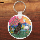 Labrador (chocolade) sleutelhanger (Voorkant)
