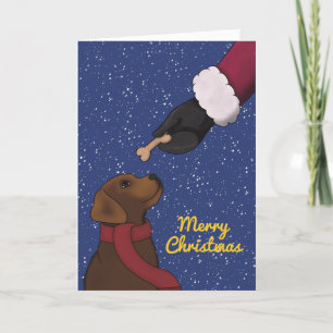Labrador Chocolate Retriever Dog Kerstmis Feestdagen Kaart