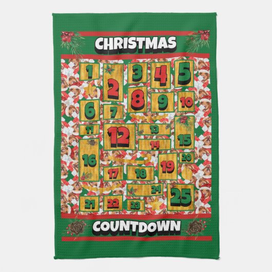 Labrador Counting Kerstmis Advent Calendar Dog Theedoek (Verticaal)