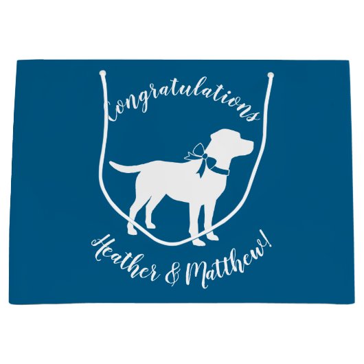 Labrador Dog Baby shower Blue Boy Lab Groot Cadeauzakje (Voorkant)