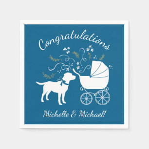 Labrador Dog Baby shower Blue Boy Lab Servet