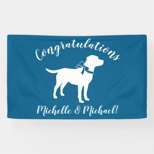 Labrador Dog Baby shower Blue Boy Lab Spandoek (Horizontaal)