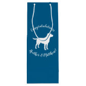 Labrador Dog Baby shower Blue Boy Lab Wijn Cadeautas (Achterkant)