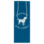 Labrador Dog Baby shower Blue Boy Lab Wijn Cadeautas (Voorkant)