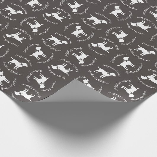 Labrador Dog Baby shower Lab Gray Gender Neutral Cadeaupapier (Hoek)
