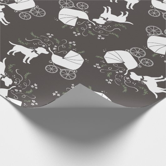 Labrador Dog Baby shower Lab Gray Gender Neutral Cadeaupapier (Hoek)