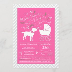 Labrador Dog Baby shower Lab roze meisje Kaart