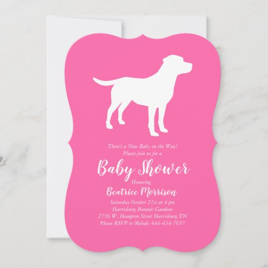 Labrador Dog Baby shower Lab roze meisje Kaart (Voorkant)
