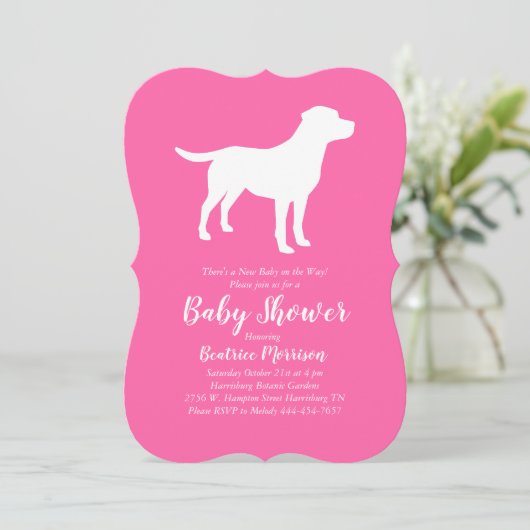 Labrador Dog Baby shower Lab roze meisje Kaart (Staand voorkant)