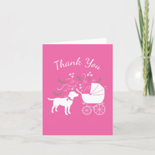 Labrador Dog Baby shower Pink Girl Lab Bedankkaart