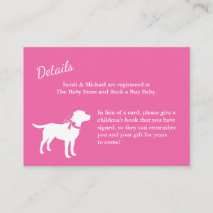 Labrador Dog Baby shower Pink Girl Lab Informatiekaartje