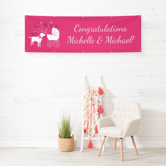 Labrador Dog Baby shower Pink Girl Lab Spandoek (Insitu)