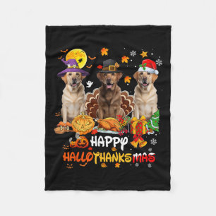 Labrador Dog Happy Halloween Thanksgiving Merry Ch Fleece Deken