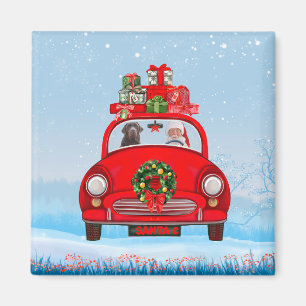 Labrador Dog in auto met kerstman Magneet