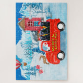 Labrador Dog kerstbezorging vrachtwagen sneeuw Legpuzzel (Verticaal)