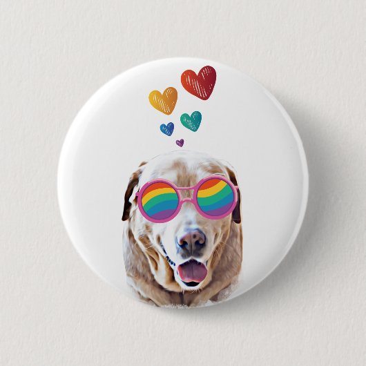 Labrador Dog met Hearts Valentijnsdag Ronde Button 5,7 Cm (Voorkant)