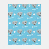 Labrador Dog, Sky Blue Custom Name Fleece Deken (Voorkant)